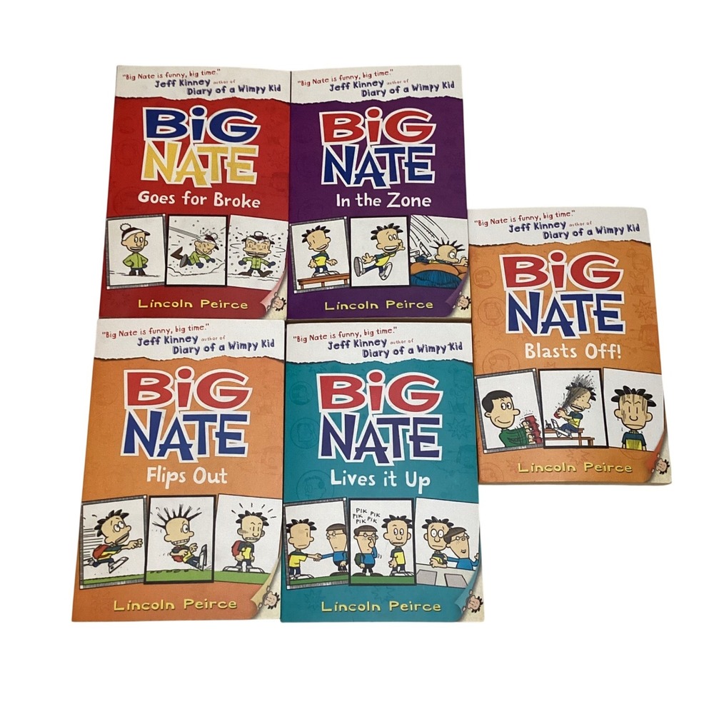 Big Nate 5Book Lot Lincoln Peirce Goes for Broke In the Zone Flips Out Paperback
